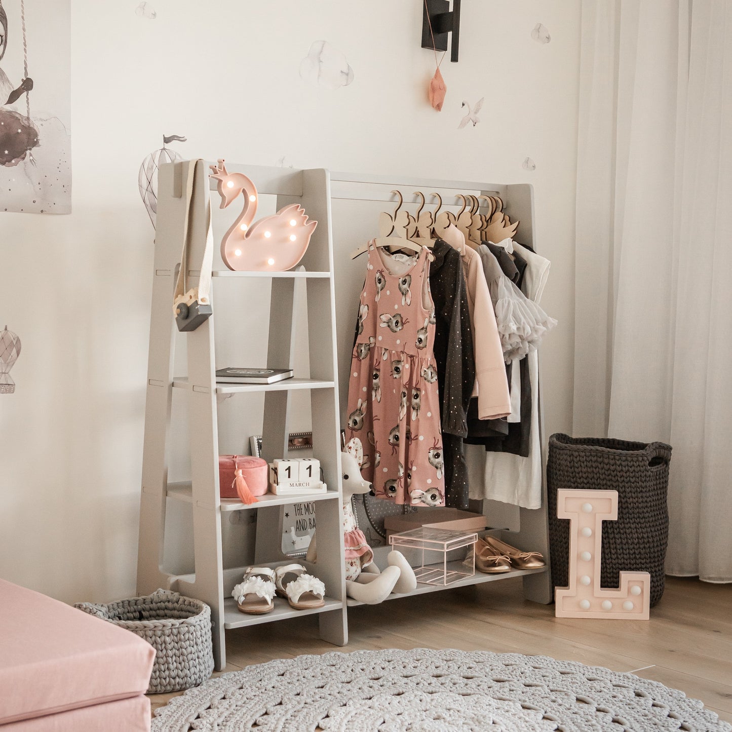 Clothing Rack with Shelves for Toddlers