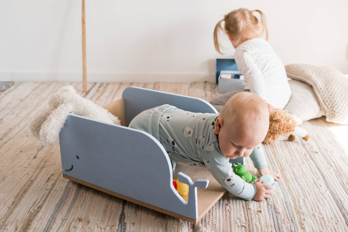 Kids Toy Storage Box on Wheels - Whale