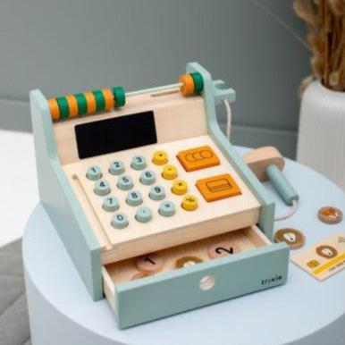 Wooden Store Cash Register with Accessories