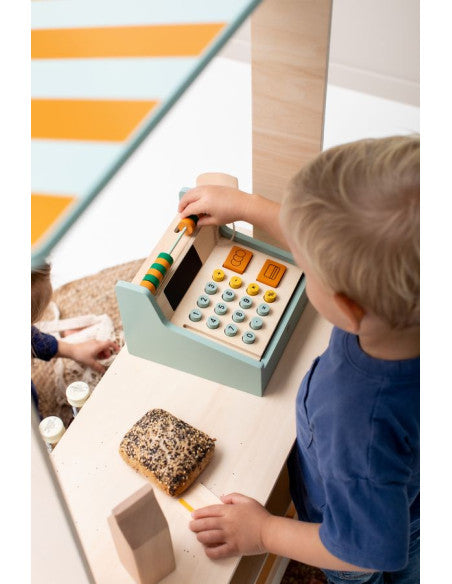 Wooden Store Cash Register with Accessories